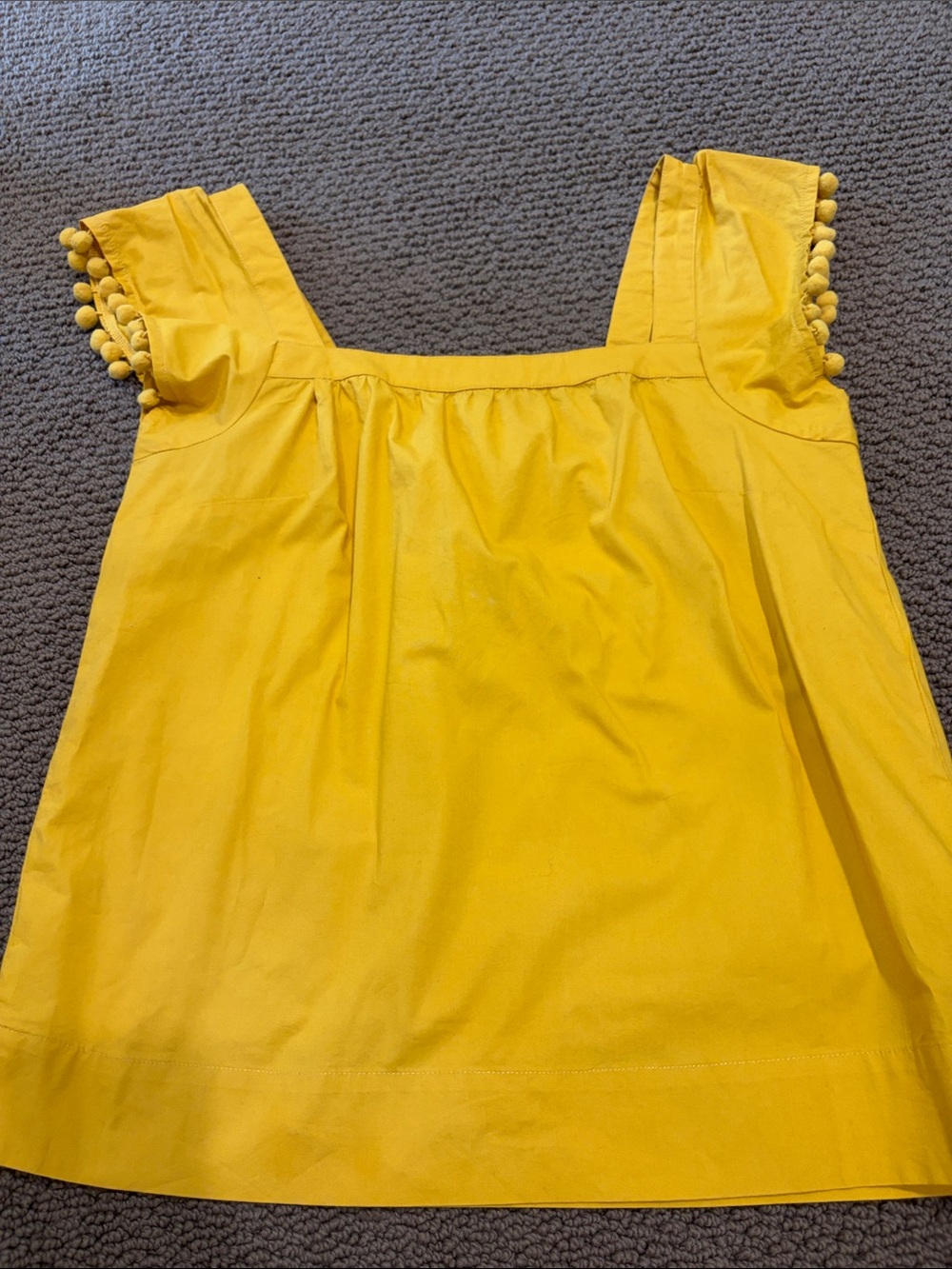 J. Crew Factory Square Neck Poplin Pom Pom Trim Blouse1